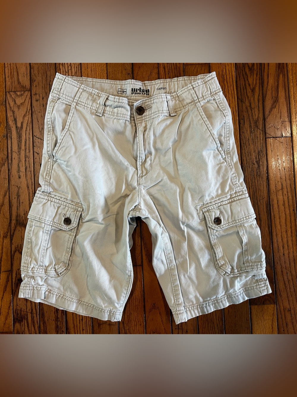 Urban Pipeline Boys Size 18 Reg Khaki Cargo Shorts Cotton